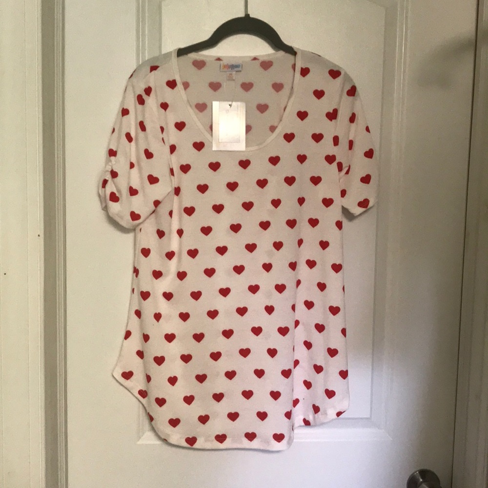 Lularoe XS Morgan Hearts Valentine’s New red white